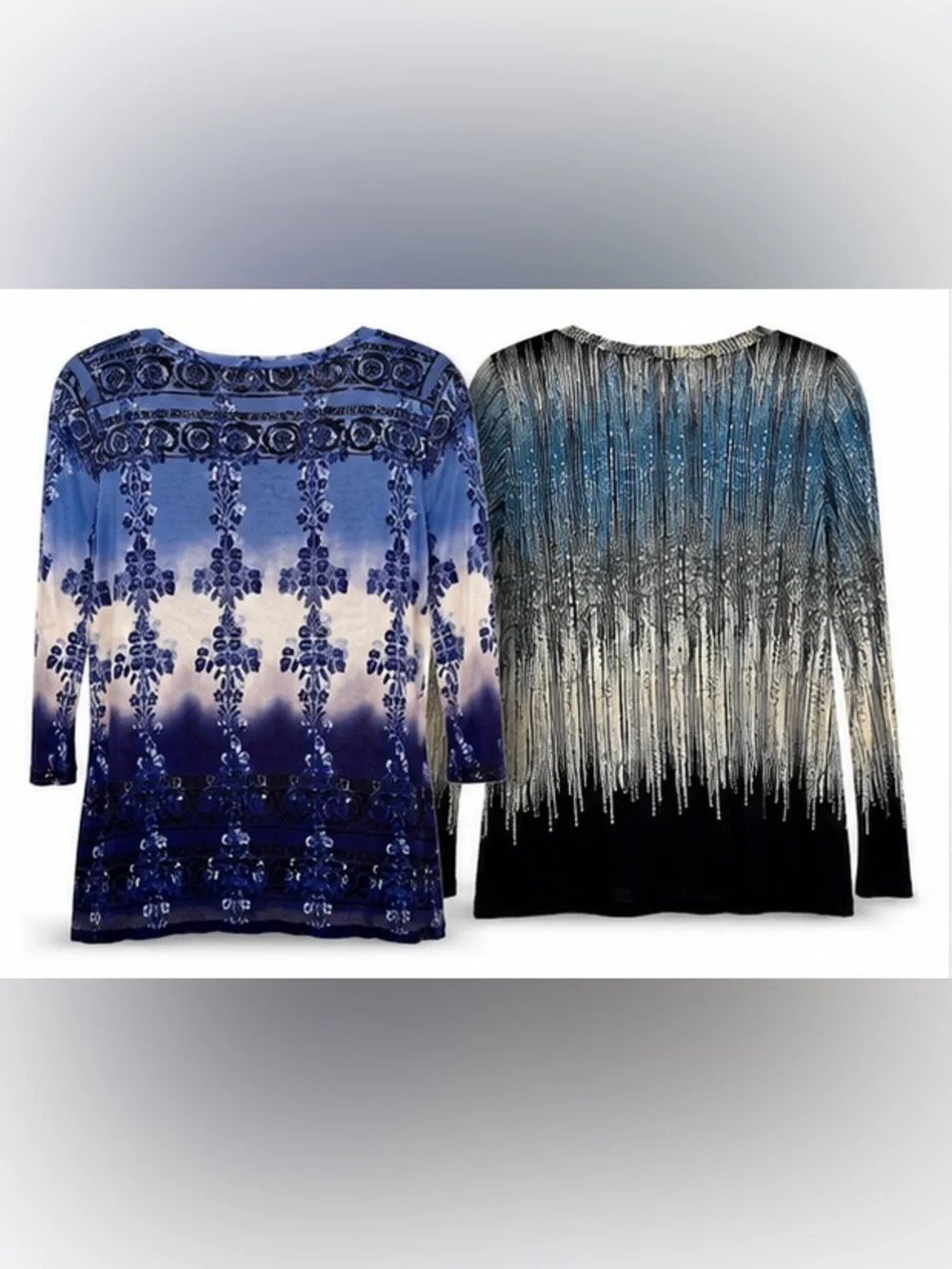 Vintage Axcess Y2K Mesh Whimsical Blouse Bundle Blue Stretch Tops Sz M 2 Pack - Picture 3 of 16